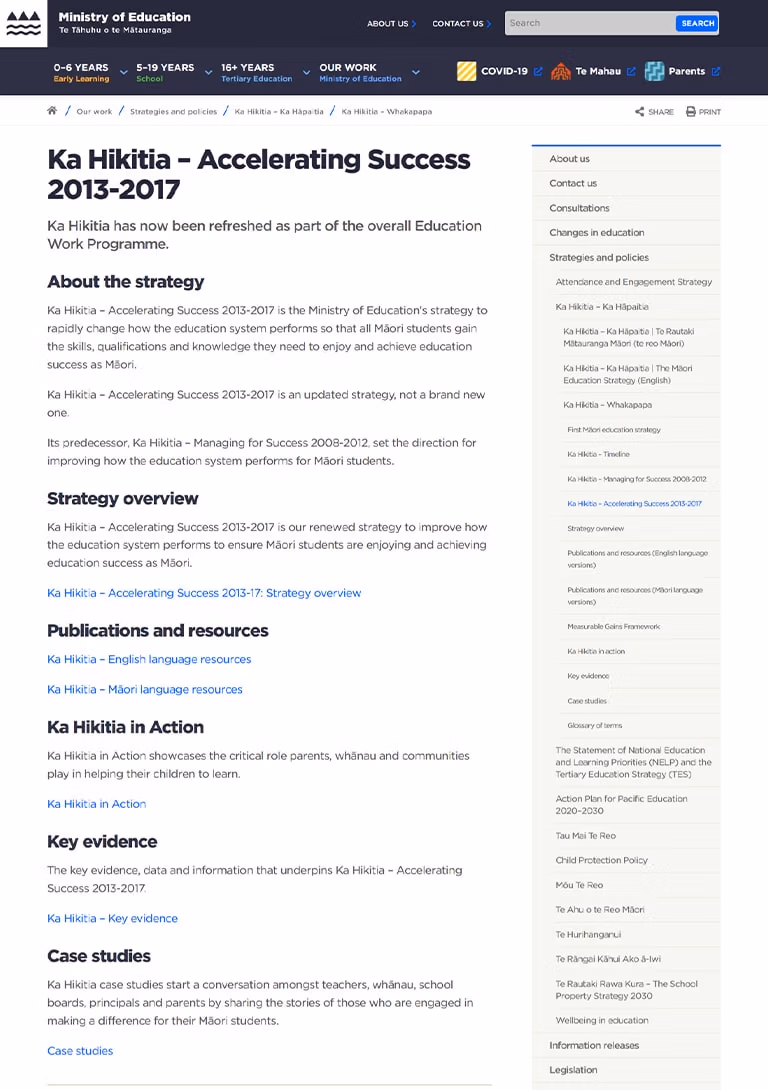 Ka Hikitia website