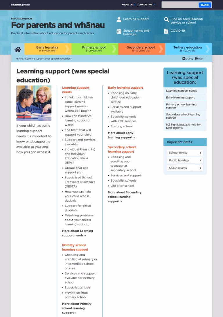 Learning Support website