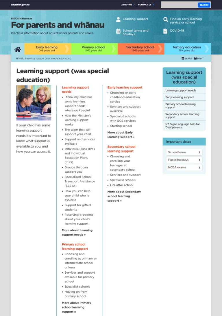 Learning Support website