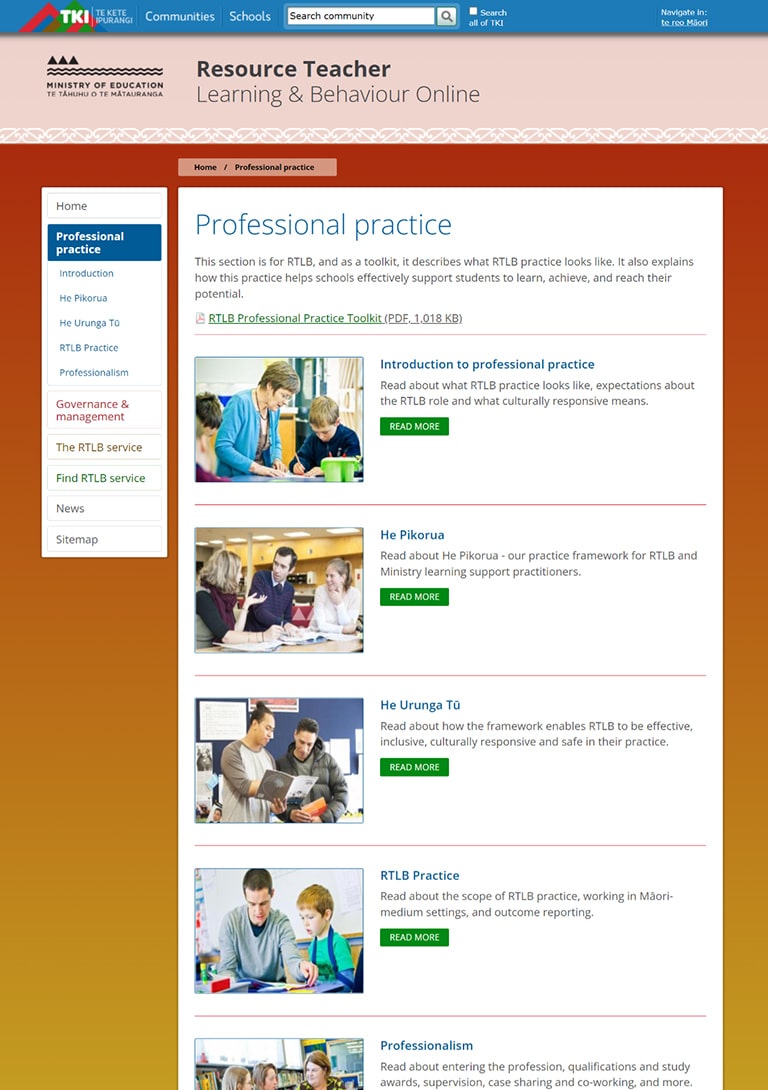 RTLB Professional Practice Toolkit website