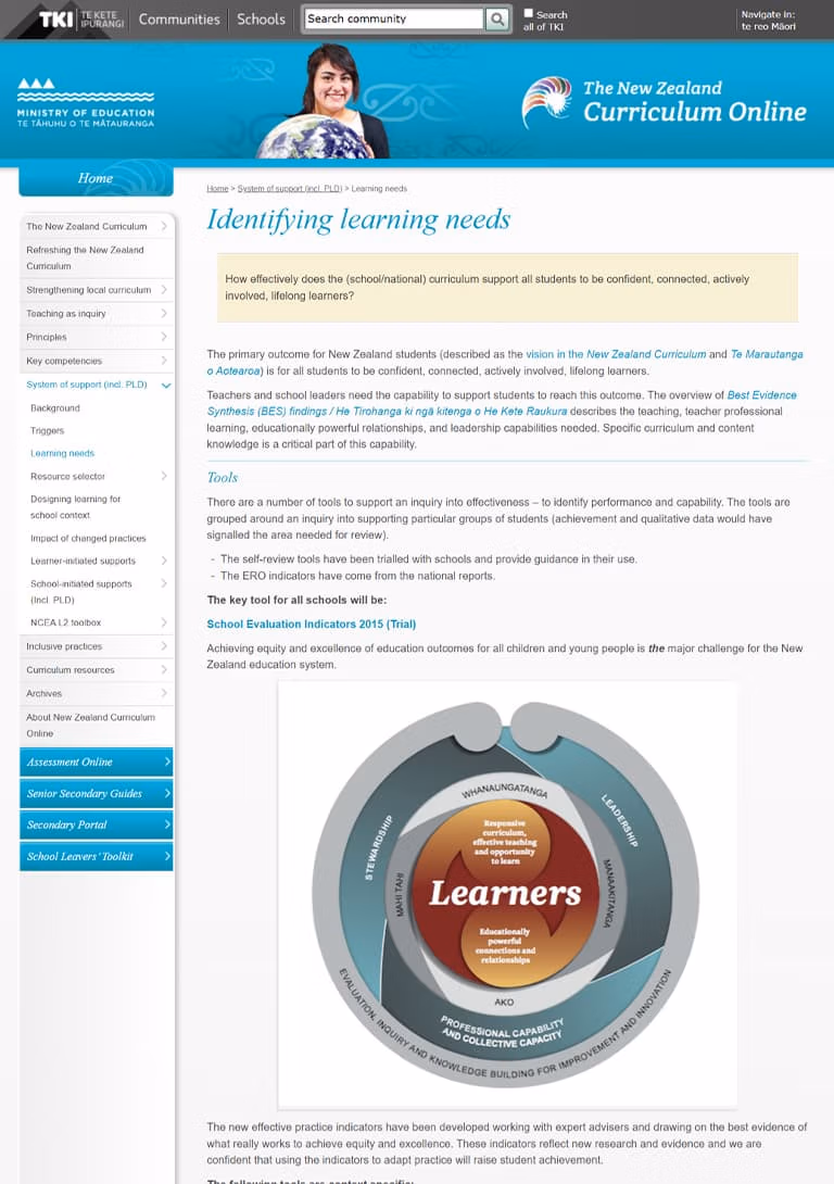 TKI Identifying Learning Needs website