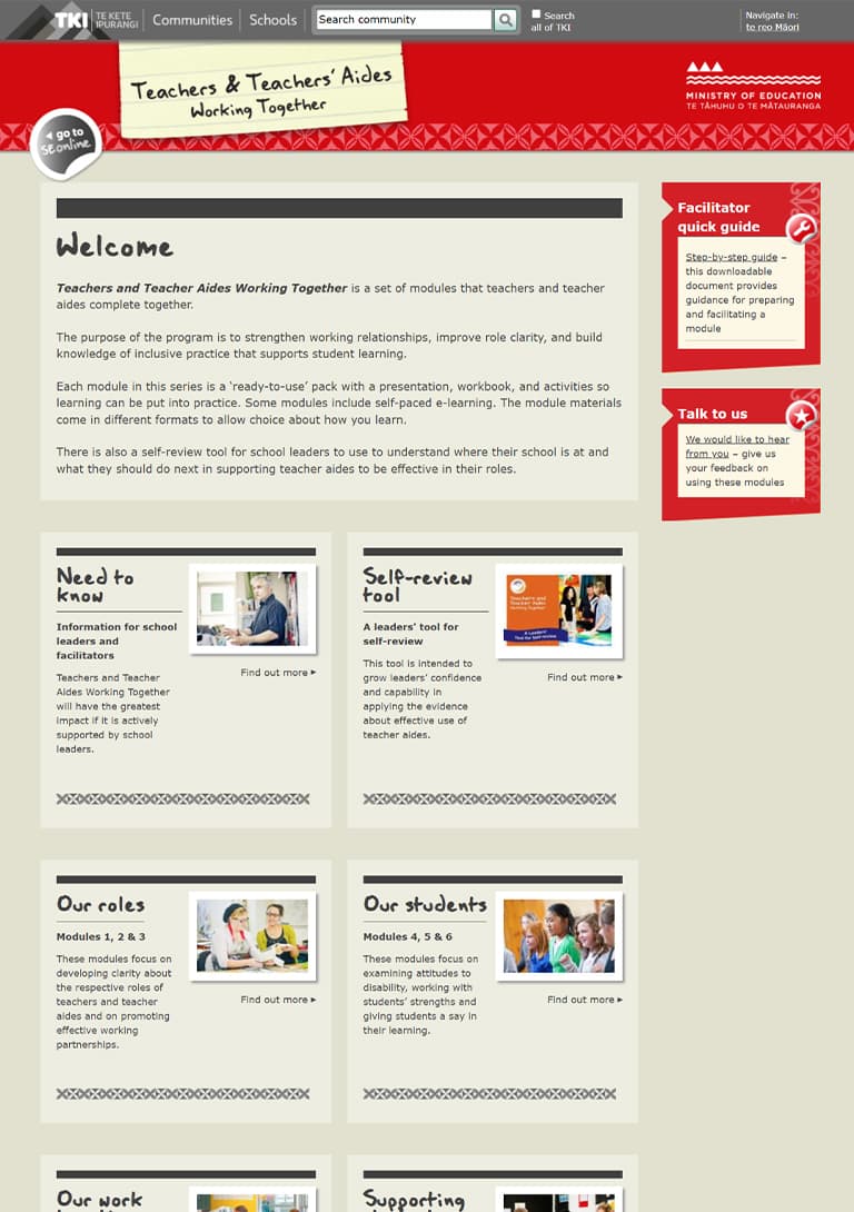 Teachers & Teacher Aides Working Together website